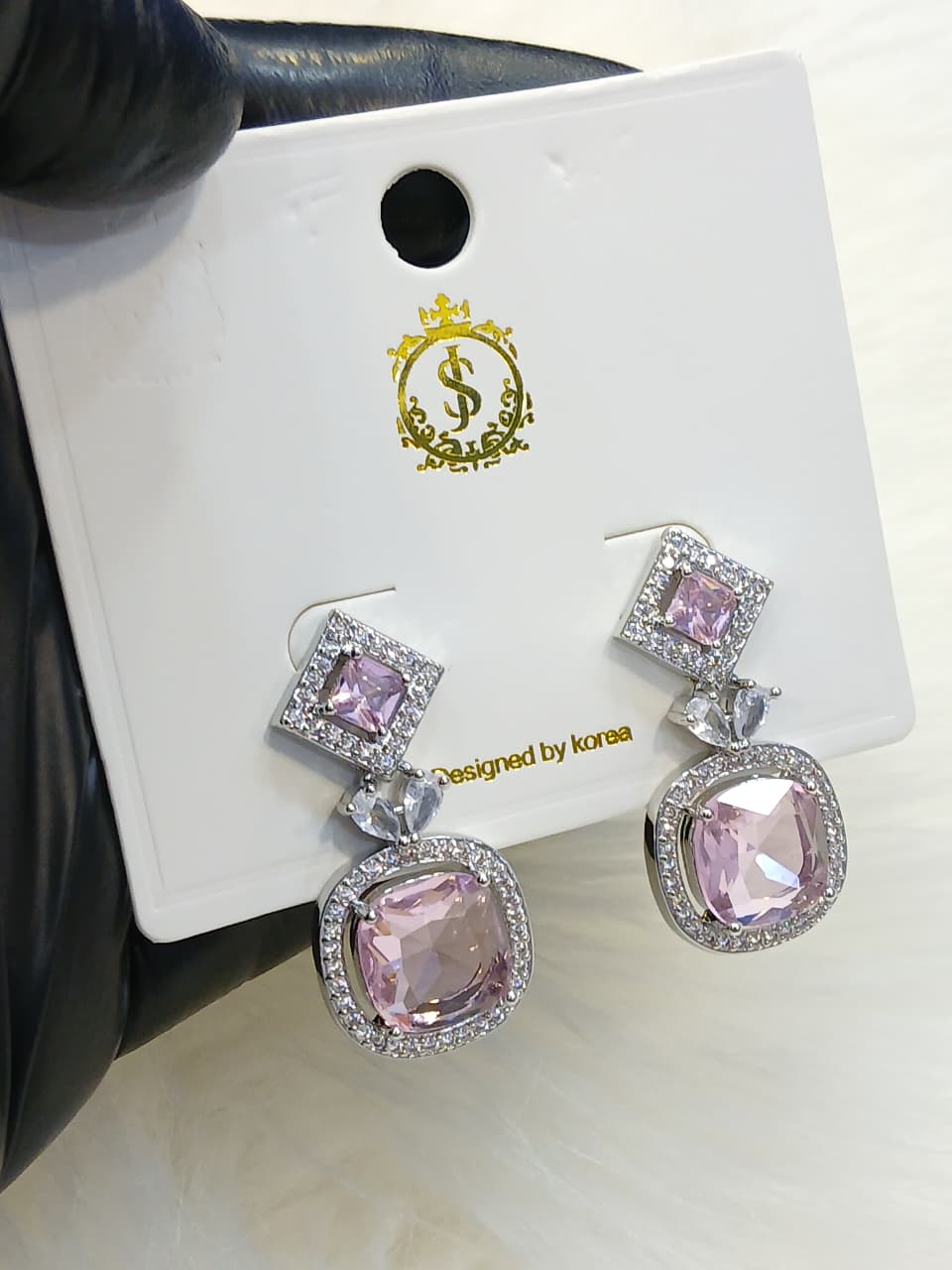 Pink Danglers-Drops Earrings