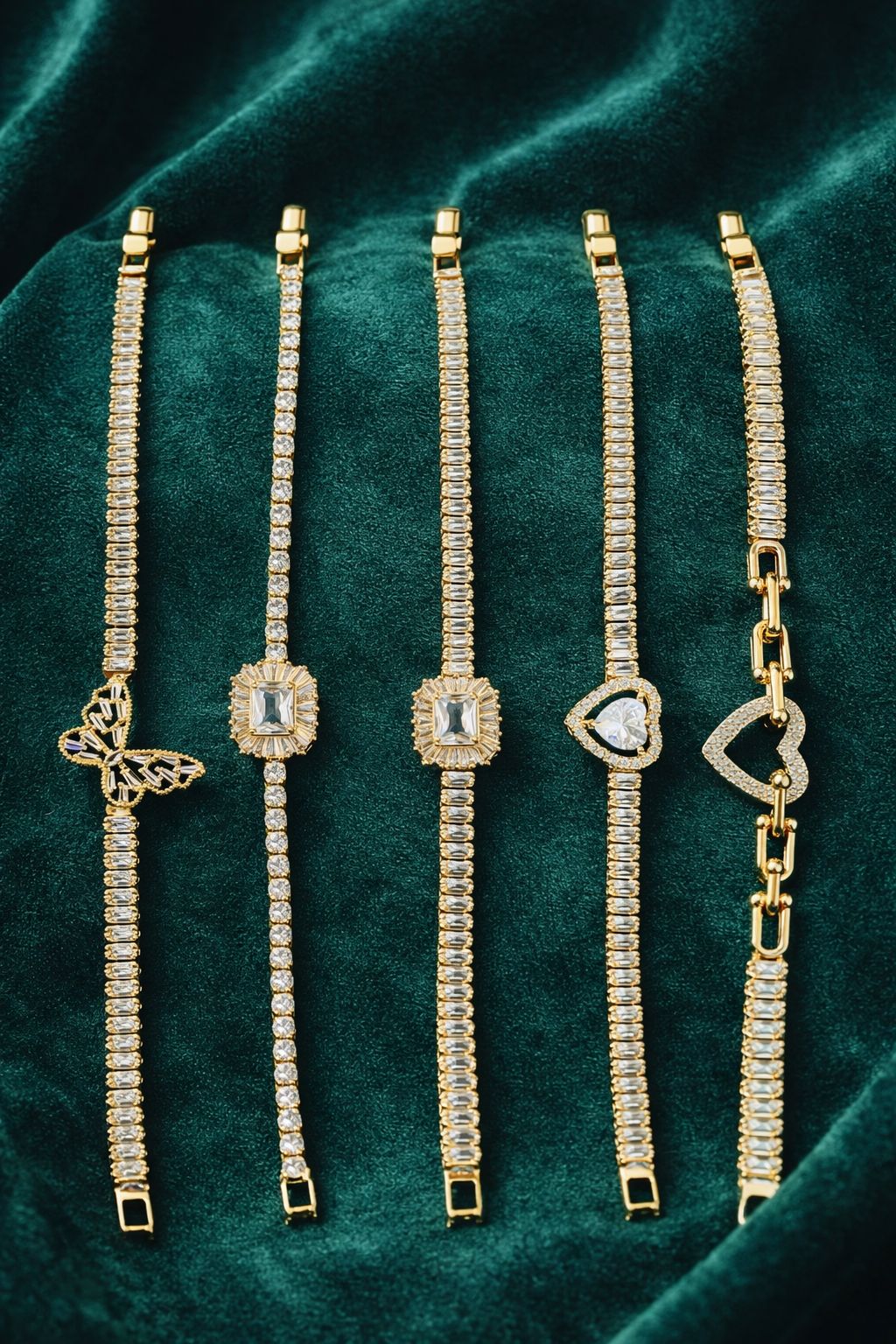 Premium Gold-Tone Crystal Statement Bracelets