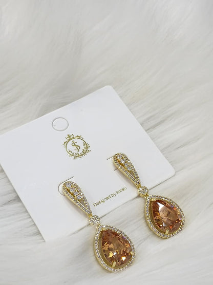 Amber Teardrop Statement Earrings