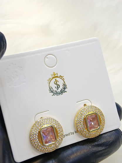Women's Earing Jewellery, Golden Pink