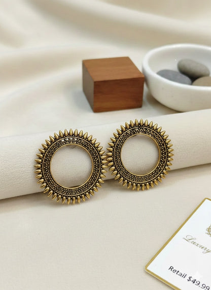 Round Ladies Designer Oxidized Earring