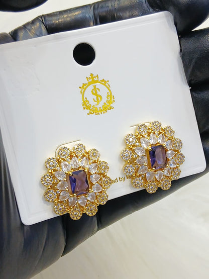 Women's Earing Jewellery, Golden Purple