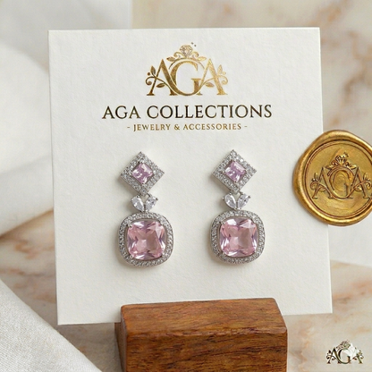 Pink Danglers-Drops Earrings