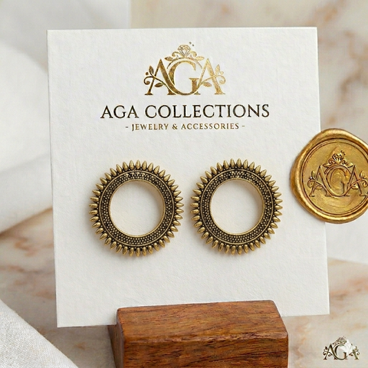 Round Ladies Designer Oxidized Earring