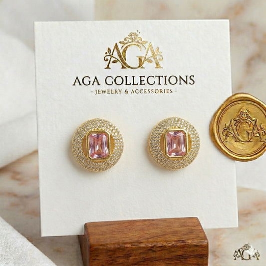 Women's Earing Jewellery, Golden Pink