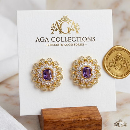 Women's Earing Jewellery, Golden Purple