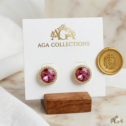 Women's Earing Jewellery, Golden Ruby